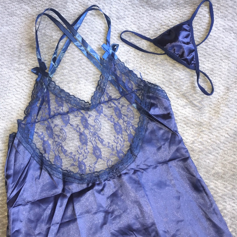 Blue satin night wear